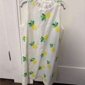 Janie and Jack White Dress with Pineapple Accents